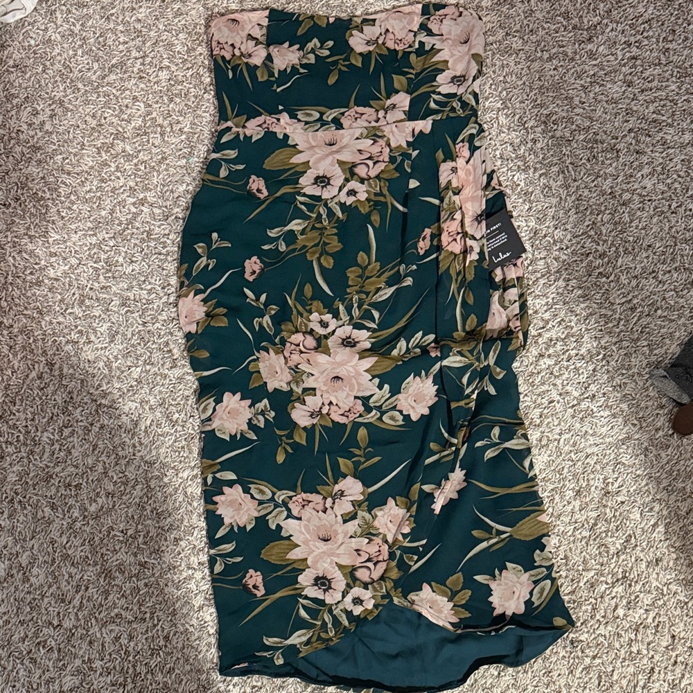 NWT lulus L floral strapless dress